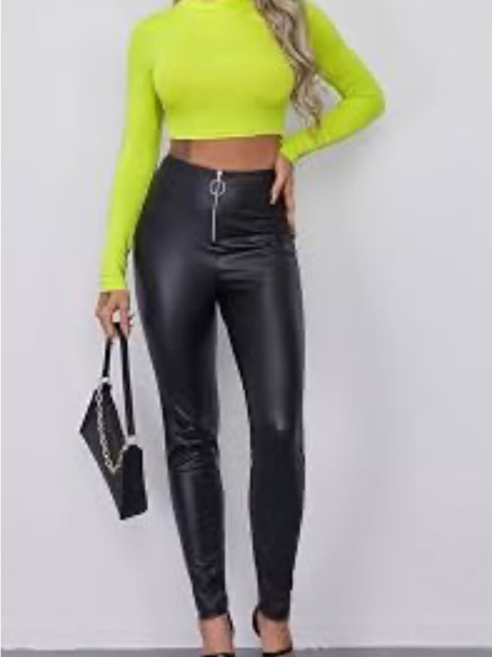 Lime ribbed crop top